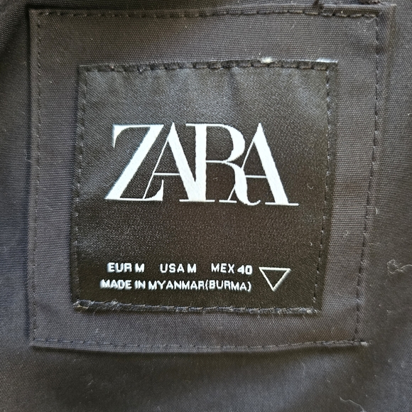 Zara Black Varsity Jacket with White Accents and Graphic Details - Picture 6 of 10